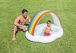 Дитячий надувний басейн Intex 57141 (142х119х84 см) навіс-веселка