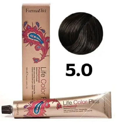 Стійка крем-фарба Farmavita Life Color Plus 5.0 Світло-каштановий 100 мл, фото 1