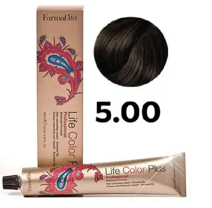 Стійка крем-фарба Farmavita Life Color Plus 5.00 Насичений світло-каштановий 100 мл, фото 1