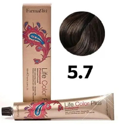 Стійка крем-фарба Farmavita Life Color Plus 5.7 Cеpeдньо-Коричневий кaшeмip 100 мл, фото 1