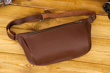 Шкіряна сумка Модель №55, натуральна шкіра Grand, колір коричневий відтінок Віскі