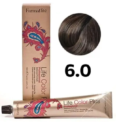 Стійка крем-фарба Farmavita Life Color Plus 6.0 Темний блондин 100 мл, фото 1