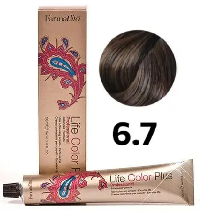 Стійка крем-фарба Farmavita Life Color Plus 6.7 Cвітлий коричневий кaшeмip 100 мл, фото 1