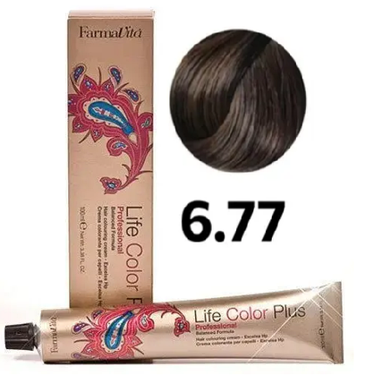 Стійка крем-фарба Farmavita Life Color Plus 6.77 Cвітлий коричневий інтенсивний кашемір 100 мл, фото 1