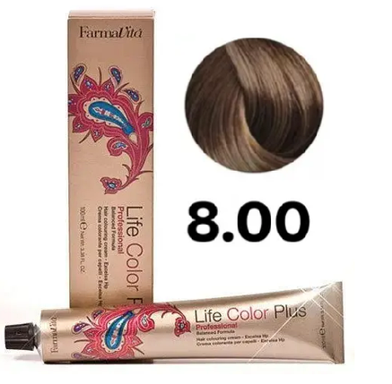 Стійка крем-фарба Farmavita Life Color Plus 8.00 Насичений світлий блондин 100 мл, фото 1