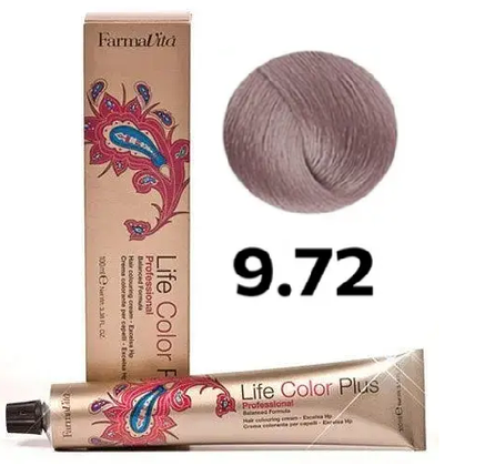 Стійка крем-фарба Farmavita Life Color Plus 9.72 Дуже світлий блондин коричнево-пepламyтpoвий 100 мл, фото 1