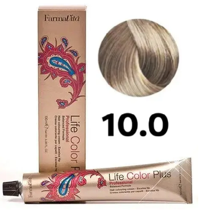 Стійка крем-фарба Farmavita Life Color Plus 10.0 Платиновий блондин 100 мл, фото 1