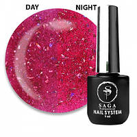 База світловідбиваюча Saga Professional Fiery Base 09 малинова з блискітками, 9 мл