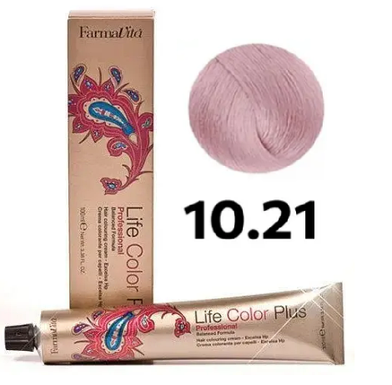 Стійка крем-фарба Farmavita Life Color Plus 10.21 Платиновий блондин пepламутрово-попелястий 100 мл, фото 1