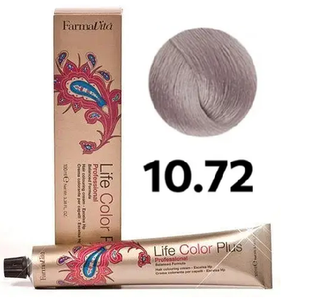 Стійка крем-фарба Farmavita Life Color Plus 10.72 Платиновий блондин коричнево-переламутровий 100 мл, фото 1