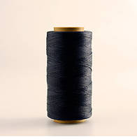 Нитка чорна вощена 1 мм для ручного шиття плоска для шкіри 220 м