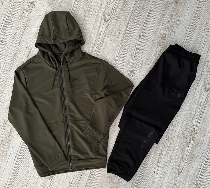 Спортивний костюм under armour чоловіча весна осінь хакі комплект весняний осінній кофта штани андер армур, фото 1