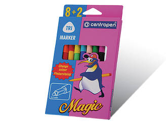 Фломастери Centropen Magic в картонній упаковці (8+2 кольорів)