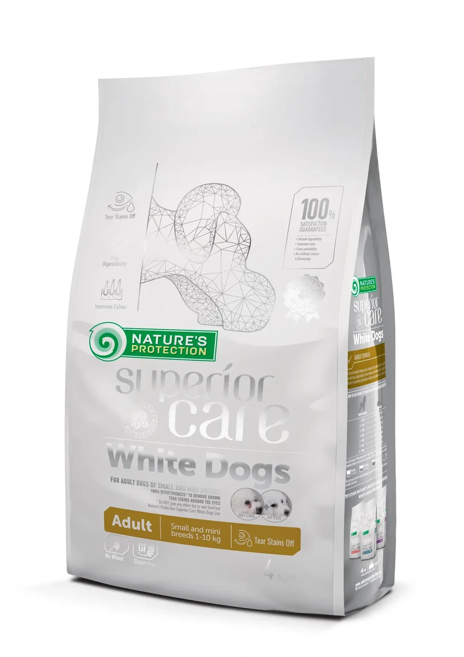 Сухий корм для дорослих собак з білою вовною для малих порід Superior Care White DogsNature's Protection 4 кг (ягня)