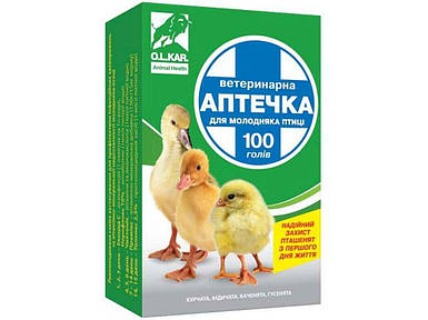 Ветаптечка для молодняка птиці (курчат, бройлерів, індиченят, каченят, гусей) 100 голів ТМ O.L.KAR FG