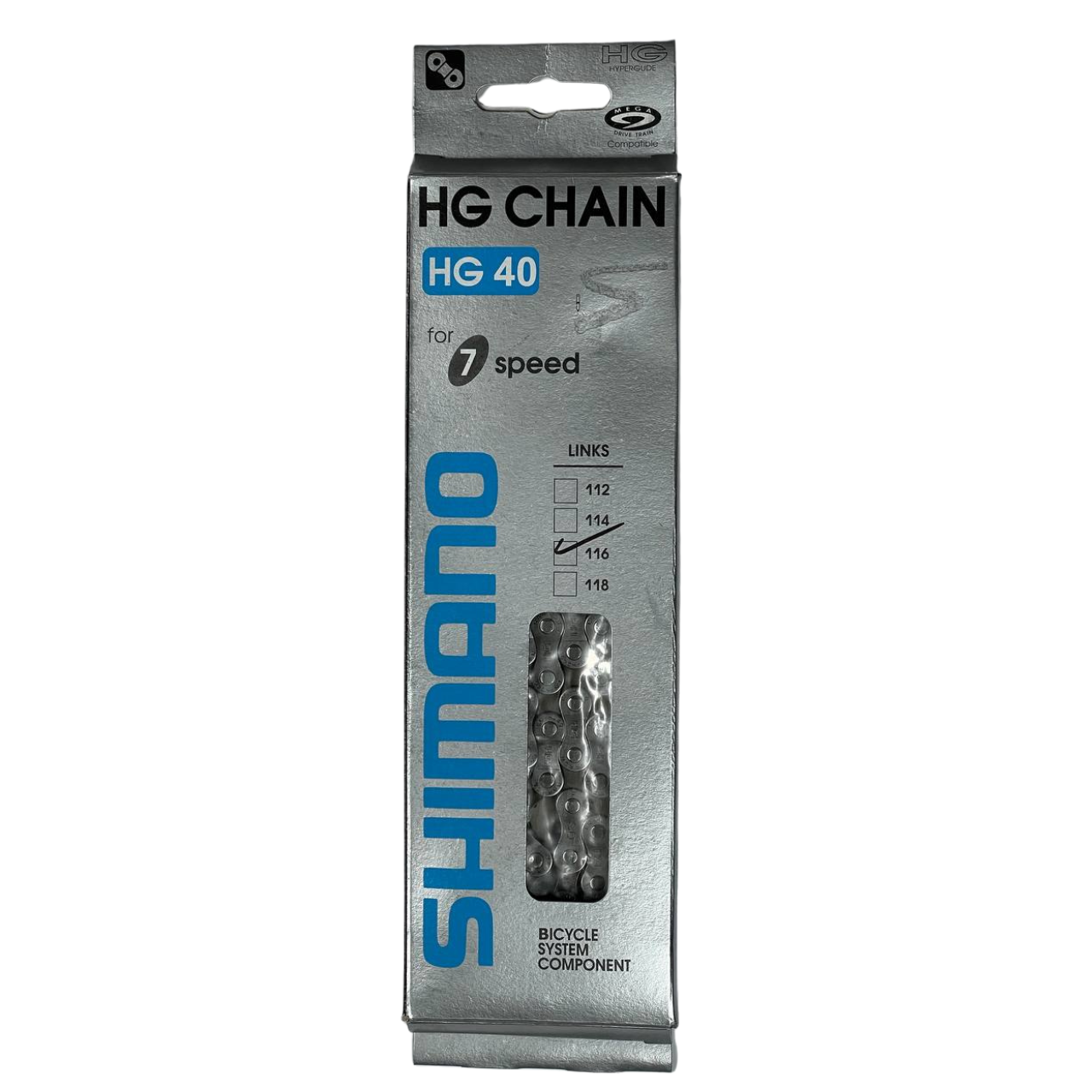 Ланцюг велосипедний SHIMANO HG40 розмір 1/2"х3/32", 116 ланок, 7 швидкостей