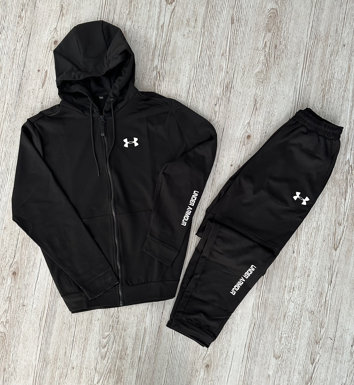 Спортивний костюм under armour чоловіча весна осінь чорний комплект весняний осінній кофта штани андер армур, фото 1