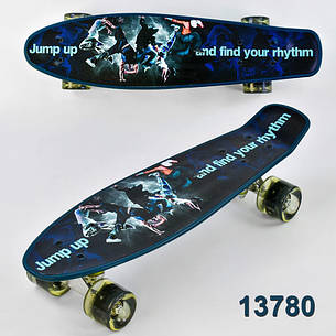 Скейт пенніборд з принтом для хлопчика (3 види, дека 55 см, колеса зі світлом) Best Board 13780, фото 2