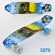 Скейт пенніборд з принтом для хлопчика (3 види, дека 55 см, колеса зі світлом) Best Board 13780, фото 3