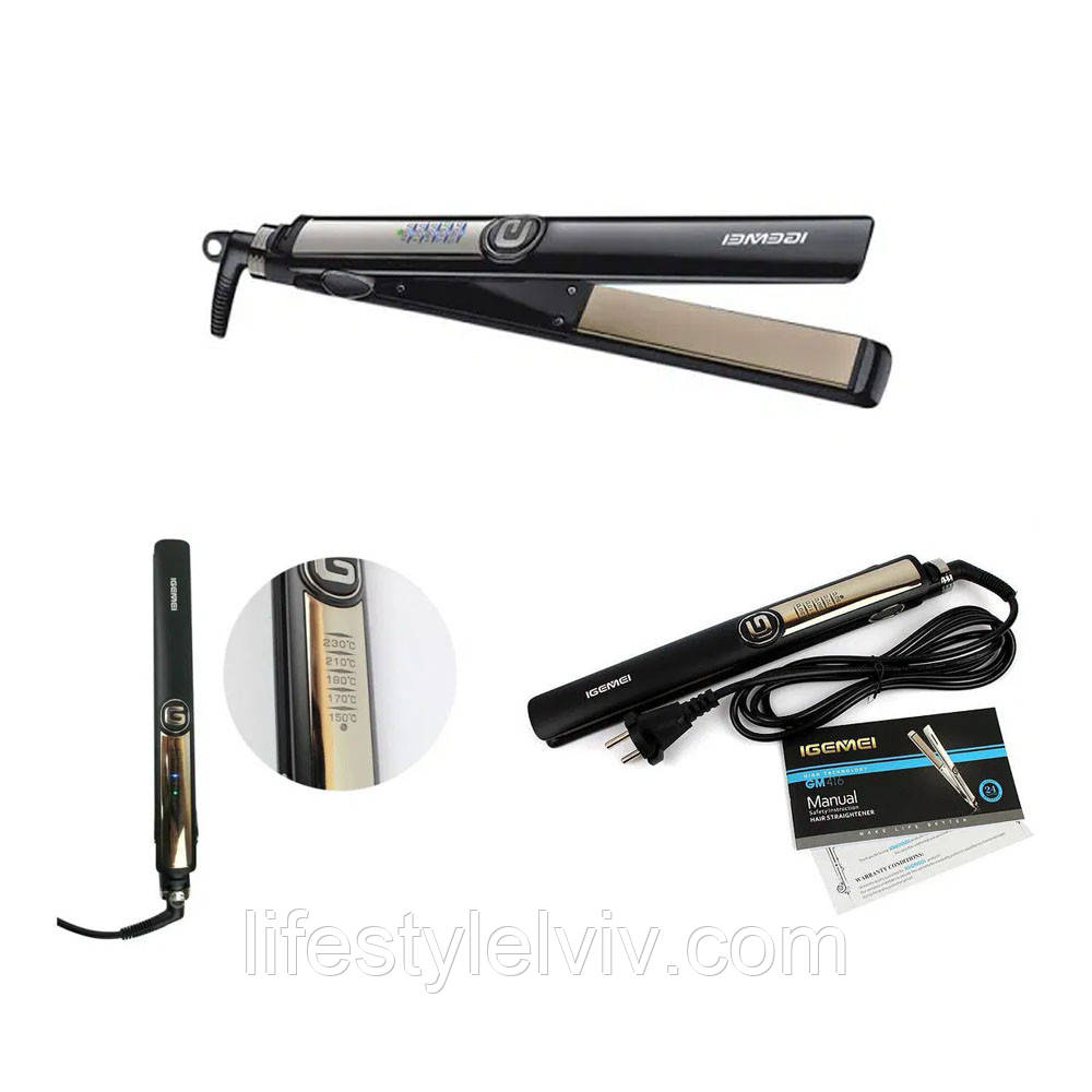 Професійна праска-випрямляч GEMEI GM 416 / Плойка для волосся з терморегулятором, фото 1