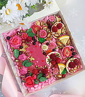 Шоколадный подарочный набор Подарок женщине девушке на День рождения Цветы Шоколадная открытка