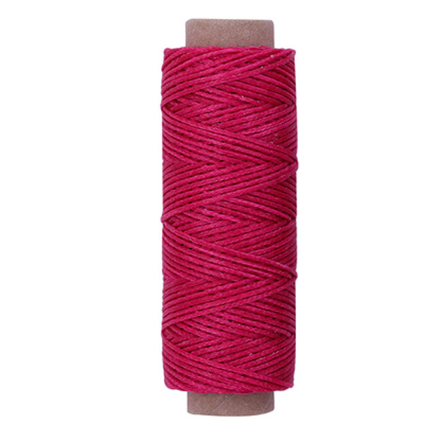 Нитка рожева вощена 0,8 мм для ручного шиття плоска для шкіри 50 м