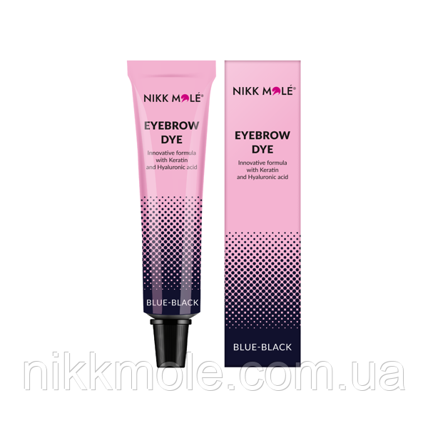 Фарба для брів та вій з гіалуроновою кислотою тон Синьо-чорна (Blue-black) Nikk Mole, фото 1