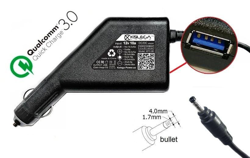 Блок живлення до ноутбука HP 19.5v 2.05a 40w 4.0x1.7mm (bullet) (Kolega-Power (Авто)) 12 міс.гар.