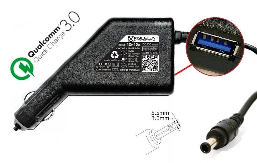 Блок живлення до ноутбука Toshiba 19v 3.16a 60w 5.5x3.0 or 5.0x3.0mm (+pin) (Kolega-Power (Авто)) 12 міс.гар.