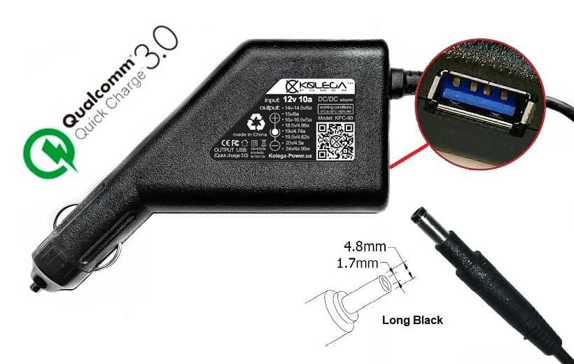 Блок живлення до ноутбука Asus 19v 2.1a 40w 4.8x1.7mm (long black) (Kolega-Power (Авто)) 12 міс.гар.