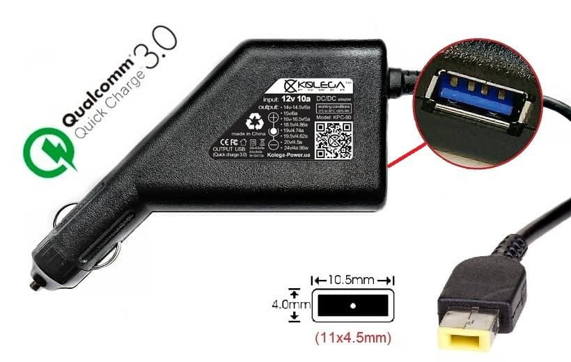 Блок живлення до ноутбука Lenovo 20v 2.25a 45w Square tip 11.0x4.5mm (+pin) (Kolega-Power (Авто)) 12 міс.гар.