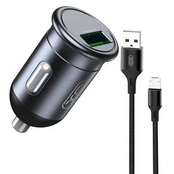 АЗП XO 1хUSB QC3.0 18W з кабелем Micro-USB метал CC46