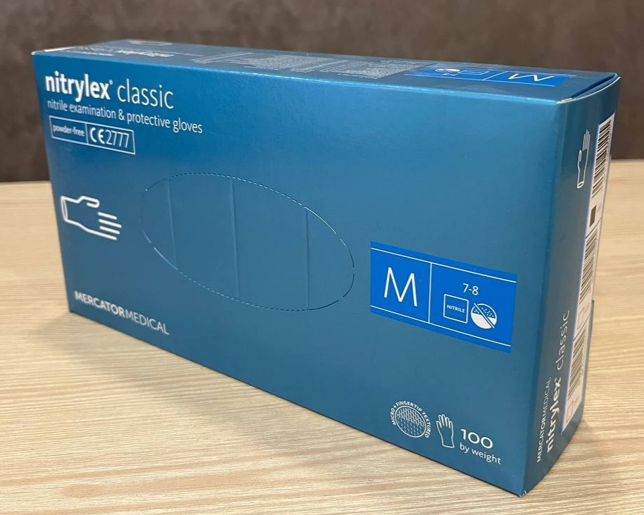 Рукавички нітрилові Nitrylex Basic розмір M 100 шт/уп (50 пар)