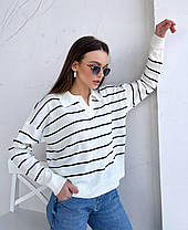 Легкий жіночий джемпер поло в тонку смужку Ssch2030, фото 3
