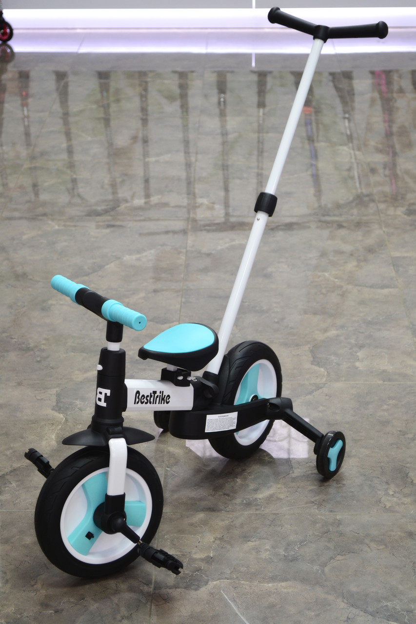 Триколісний велосипед-трансформер Best Trike з батьківською ручкою, блакитний, фото 1