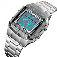 Женские цифровые часы Skmei Illuminator серебристые металлические