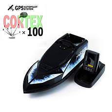 Кораблик для прикормки Фантом Модерн з ехолотом Toslon520 та GPS автопілотом (Cortex_6+1) Чорний з синіми наклейками, фото 3