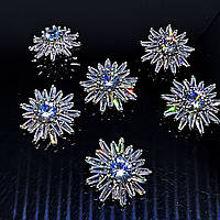 Ажурний цирконієвий  ґудзик з вушком 18 мм*1 шт., колір Crystal