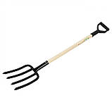 Вила садові з дерев'яною ручкою FLO 122 см 4 зуби, фото 2