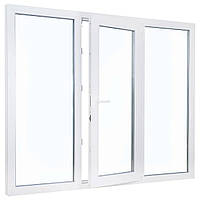 Окно пластиковое Rehau 60 трехстворчатое белое с одним открыванием. Металлопластиковые окна Рехау