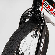Велосипед на 4-6 років двоколісний, 16 дюймів, чорно-червоний, доп. колеса, зібраний на 75%, CORSO EX-16128, фото 3