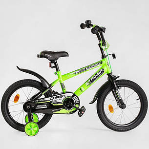 Велосипед двоколісний дитячий на зріст 95-115 см, 16 дюймів, Салатовий, доп. колеса, CORSO EX-16019, фото 2