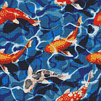 Набор Алмазная мозаика вышивка Японские карпы на подрамнике полная выкладка 5d 40х40 см