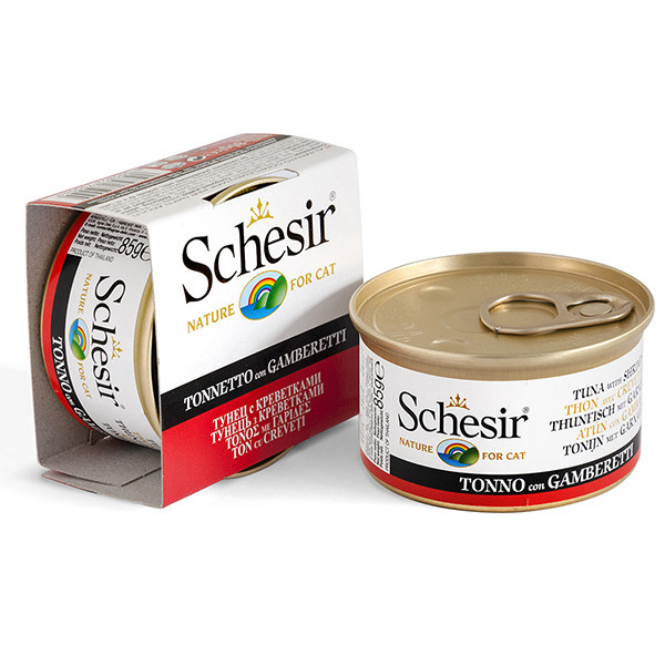 Натуральні консерви для котів Schesir Tuna with Shrimps тунець із креветками 85 г вологий корм для котів
