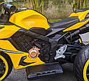 Дитячий мотоцикл на акумуляторі 3-х колісний, електромотоцикл жовтий, фото 5