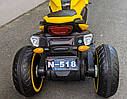 Дитячий мотоцикл на акумуляторі 3-х колісний, електромотоцикл жовтий, фото 3