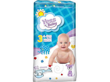 Підгузки Jumbo midi № 3 4-9кг (56 шт) ТМ YESS BABY FG