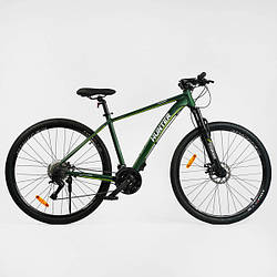 Велосипед спортивний на зріст від 165 см, колеса 29 дюймів, Зелений, рама 19”, 27 швидкостей, HT-29177