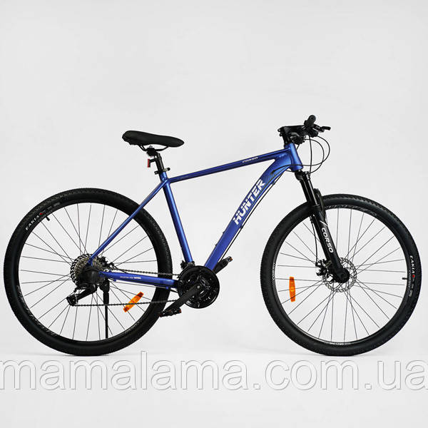 Велосипед спортивний на зріст від 170 см, колеса 29 дюймів, Синій, рама 21”, 27 швидкостей, HT-29705