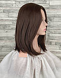 Перука каре з проділом коричневий без чубчика 42см 7JHH, фото 5